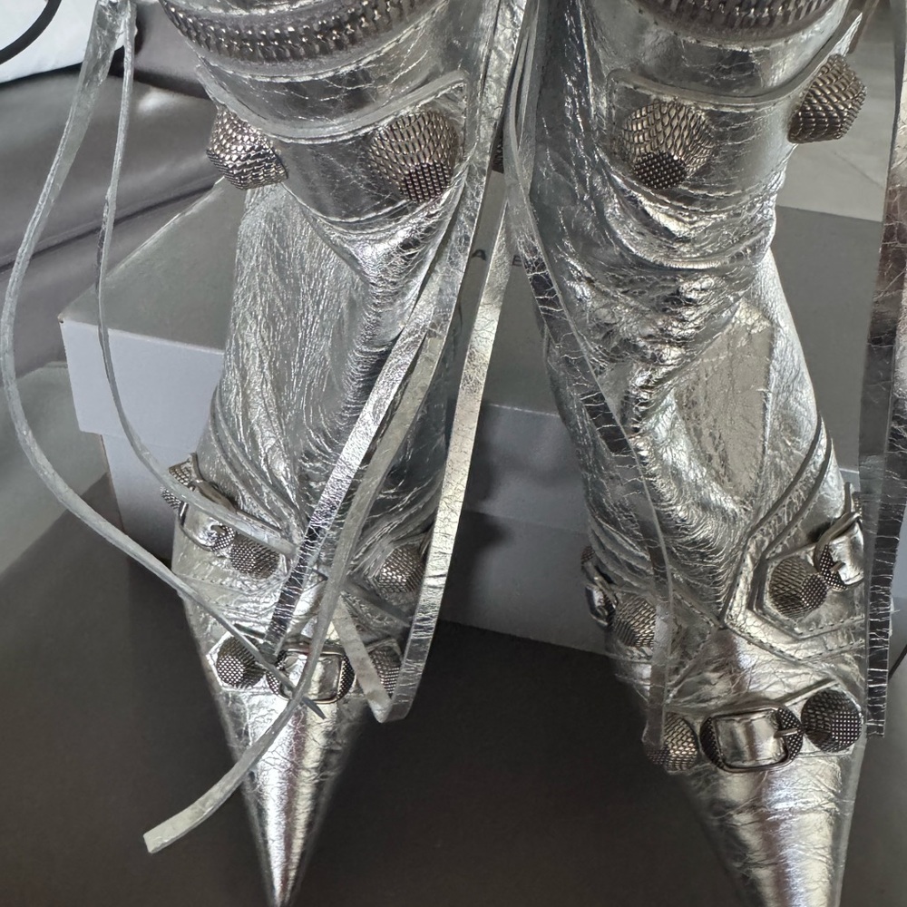 Balenciaga Metallic Silver Ankle Boots - Picture 5 of 9
